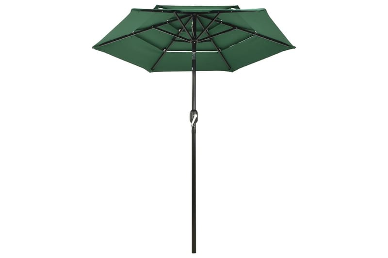 parasol med aluminiumsstang i 3 niveauer 2 m grøn - Parasoller