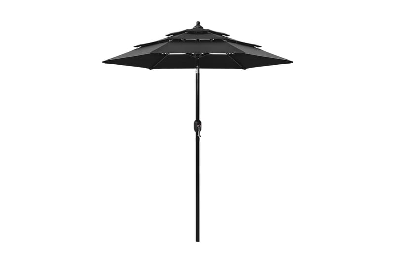 parasol med aluminiumsstang i 3 niveauer 2 m sort - Havemøbler - Solafskærmning - Parasoller