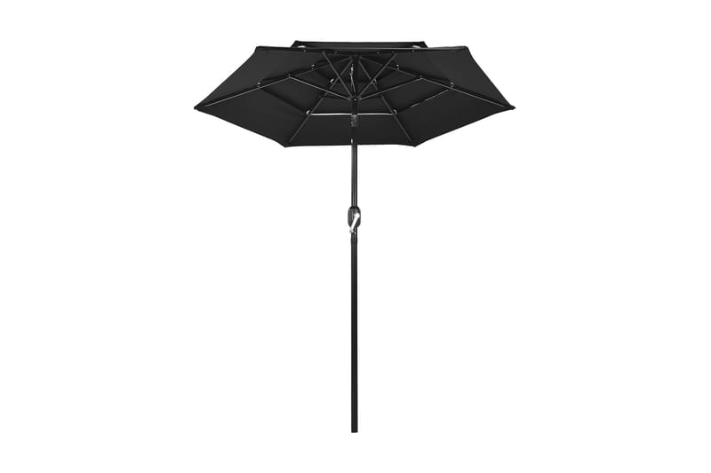 parasol med aluminiumsstang i 3 niveauer 2 m sort - Parasoller