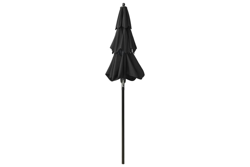 parasol med aluminiumsstang i 3 niveauer 2 m sort - Parasoller