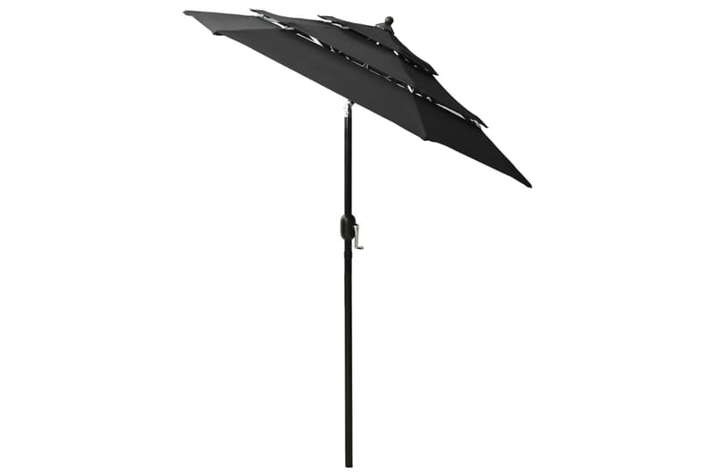 parasol med aluminiumsstang i 3 niveauer 2 m sort - Havemøbler - Solafskærmning - Parasoller