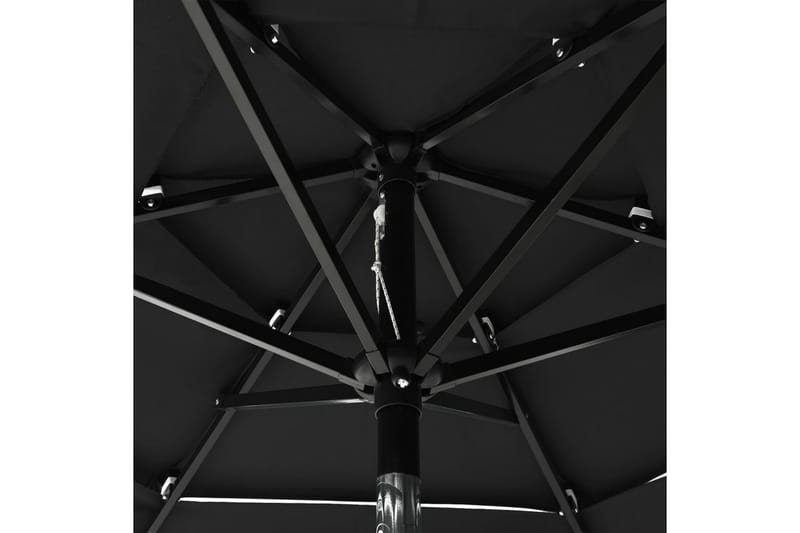 parasol med aluminiumsstang i 3 niveauer 2 m sort - Havemøbler - Solafskærmning - Parasoller