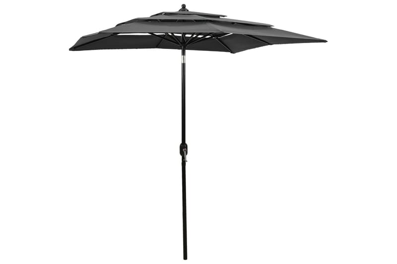 parasol med aluminiumsstang i 3 niveauer 2x2 m antracitgrå - Parasoller