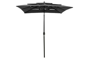 parasol med aluminiumsstang i 3 niveauer 2x2 m antracitgrå - Havemøbler - Solafskærmning - Parasoller