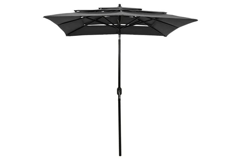 parasol med aluminiumsstang i 3 niveauer 2x2 m antracitgrå - Parasoller