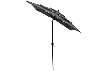parasol med aluminiumsstang i 3 niveauer 2x2 m antracitgrå - Havemøbler - Solafskærmning - Parasoller