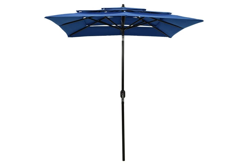parasol med aluminiumsstang i 3 niveauer 2x2 m azurblå - Parasoller