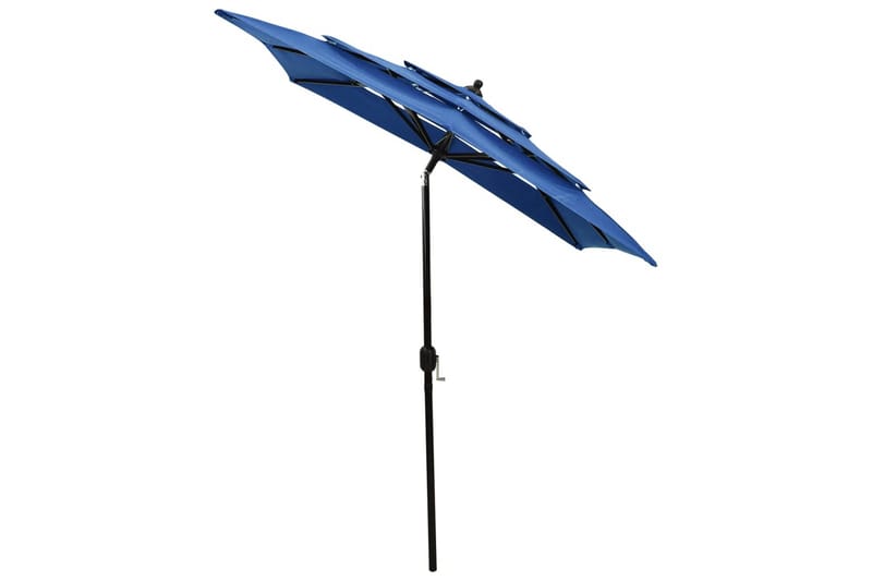 parasol med aluminiumsstang i 3 niveauer 2x2 m azurblå - Parasoller