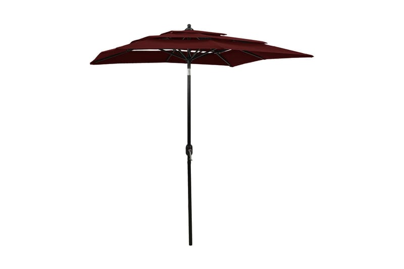 parasol med aluminiumsstang i 3 niveauer 2x2 m bordeaux - Parasoller