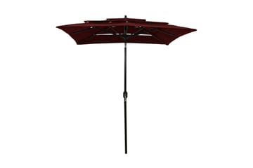 parasol med aluminiumsstang i 3 niveauer 2x2 m bordeaux - Havemøbler - Solafskærmning - Parasoller