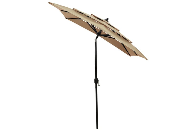 parasol med aluminiumsstang i 3 niveauer 2x2 m gråbrun - Parasoller