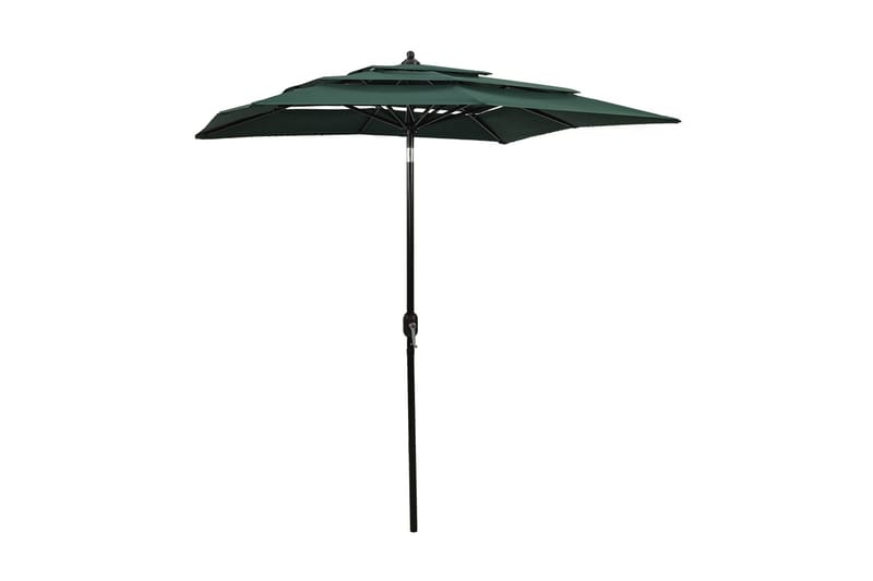 parasol med aluminiumsstang i 3 niveauer 2x2 m grøn - Havemøbler - Solafskærmning - Parasoller