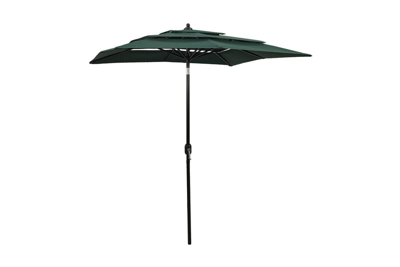 parasol med aluminiumsstang i 3 niveauer 2x2 m grøn - Parasoller