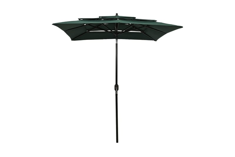 parasol med aluminiumsstang i 3 niveauer 2x2 m grøn - Parasoller