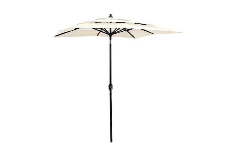 parasol med aluminiumsstang i 3 niveauer 2x2 m sandfarvet - Parasoller
