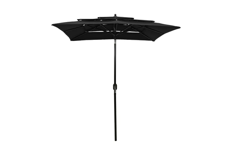 parasol med aluminiumsstang i 3 niveauer 2x2 m sort - Havemøbler - Solafskærmning - Parasoller
