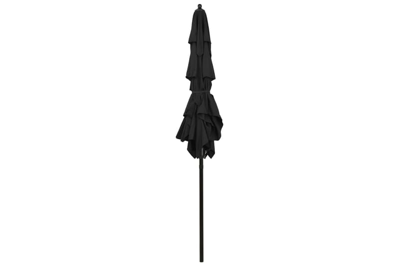 parasol med aluminiumsstang i 3 niveauer 2x2 m sort - Parasoller