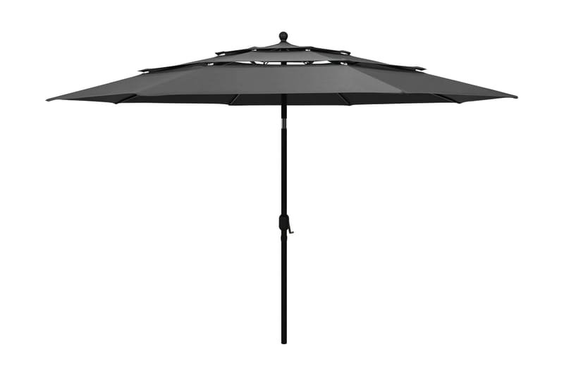 parasol med aluminiumsstang i 3 niveauer 3,5 m antracitgrå - Havemøbler - Solafskærmning - Parasoller