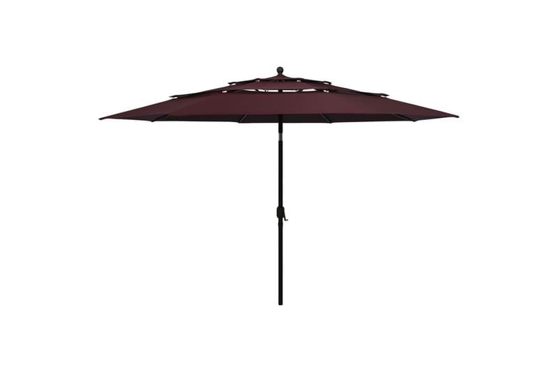 parasol med aluminiumsstang i 3 niveauer 3,5 m bordeaux - Havemøbler - Solafskærmning - Parasoller