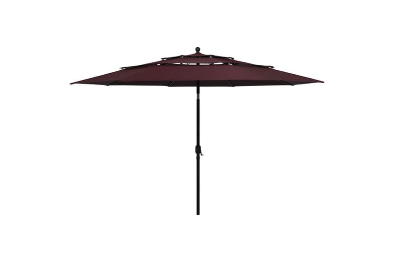 parasol med aluminiumsstang i 3 niveauer 3,5 m bordeaux - Parasoller