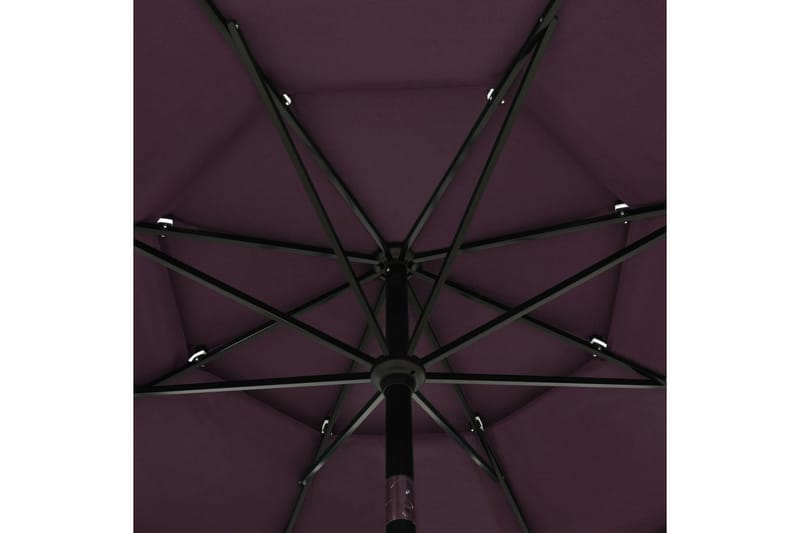 parasol med aluminiumsstang i 3 niveauer 3,5 m bordeaux - Parasoller