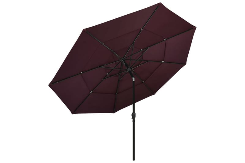 parasol med aluminiumsstang i 3 niveauer 3,5 m bordeaux - Parasoller