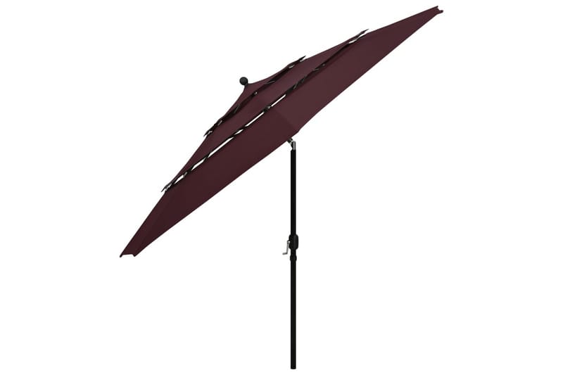 parasol med aluminiumsstang i 3 niveauer 3,5 m bordeaux - Parasoller