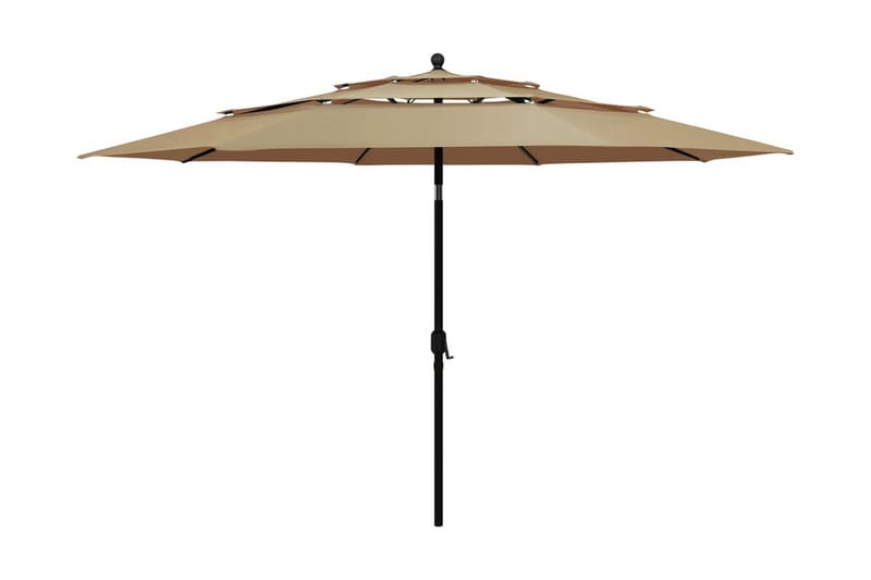 parasol med aluminiumsstang i 3 niveauer 3,5 m gråbrun - Havemøbler - Solafskærmning - Parasoller