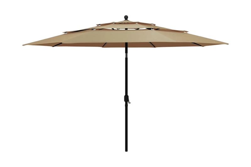 parasol med aluminiumsstang i 3 niveauer 3,5 m gråbrun - Parasoller