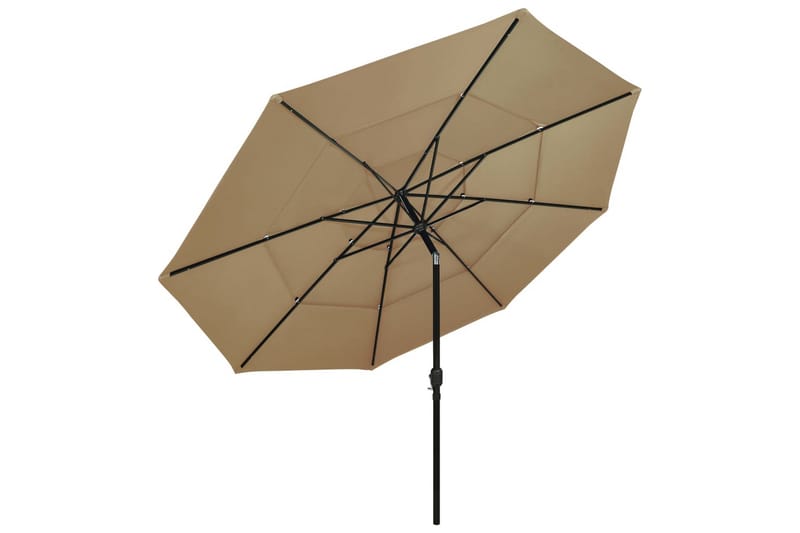 parasol med aluminiumsstang i 3 niveauer 3,5 m gråbrun - Parasoller