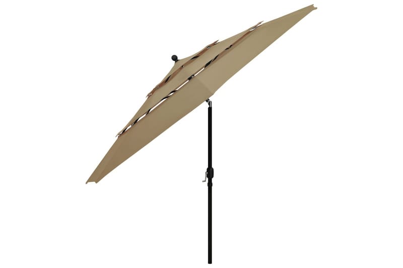 parasol med aluminiumsstang i 3 niveauer 3,5 m gråbrun - Parasoller