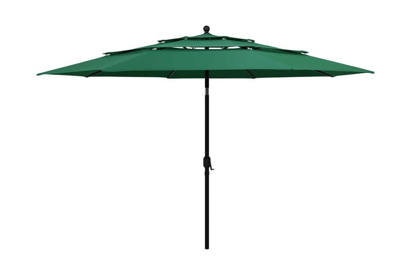 parasol med aluminiumsstang i 3 niveauer 3,5 m grøn - Parasoller