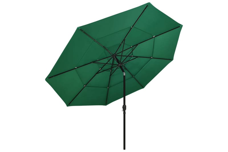 parasol med aluminiumsstang i 3 niveauer 3,5 m grøn - Parasoller