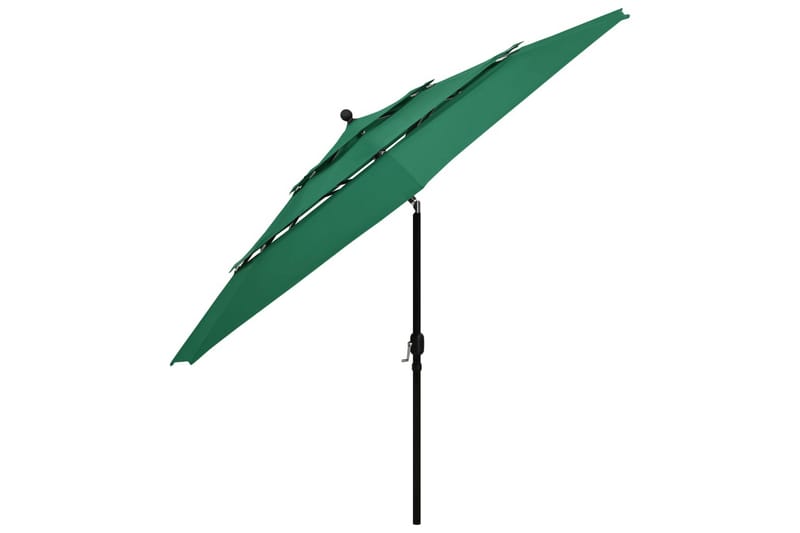 parasol med aluminiumsstang i 3 niveauer 3,5 m grøn - Parasoller