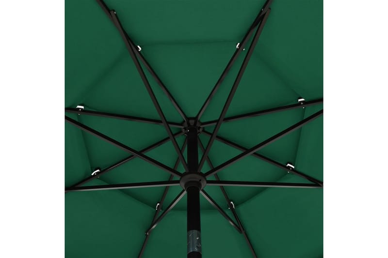 parasol med aluminiumsstang i 3 niveauer 3,5 m grøn - Havemøbler - Solafskærmning - Parasoller