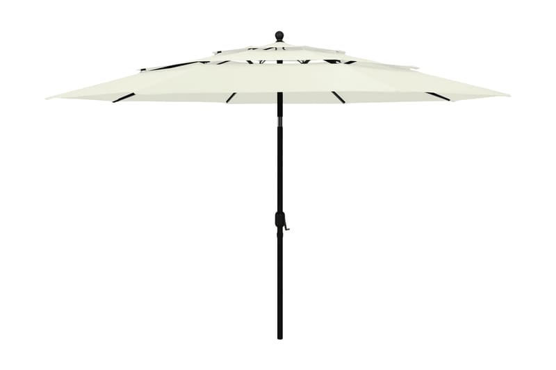 parasol med aluminiumsstang i 3 niveauer 3,5 m sandfarvet - Parasoller