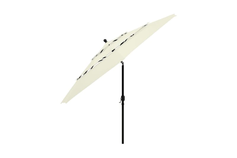 parasol med aluminiumsstang i 3 niveauer 3,5 m sandfarvet - Parasoller