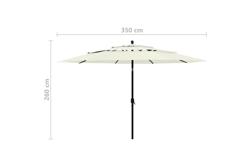 parasol med aluminiumsstang i 3 niveauer 3,5 m sandfarvet - Parasoller