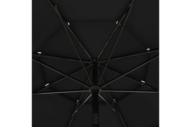 parasol med aluminiumsstang i 3 niveauer 3,5 m sort - Havemøbler - Solafskærmning - Parasoller