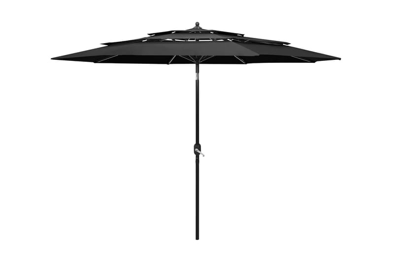 parasol med aluminiumsstang i 3 niveauer 3 m antracitgrå - Parasoller