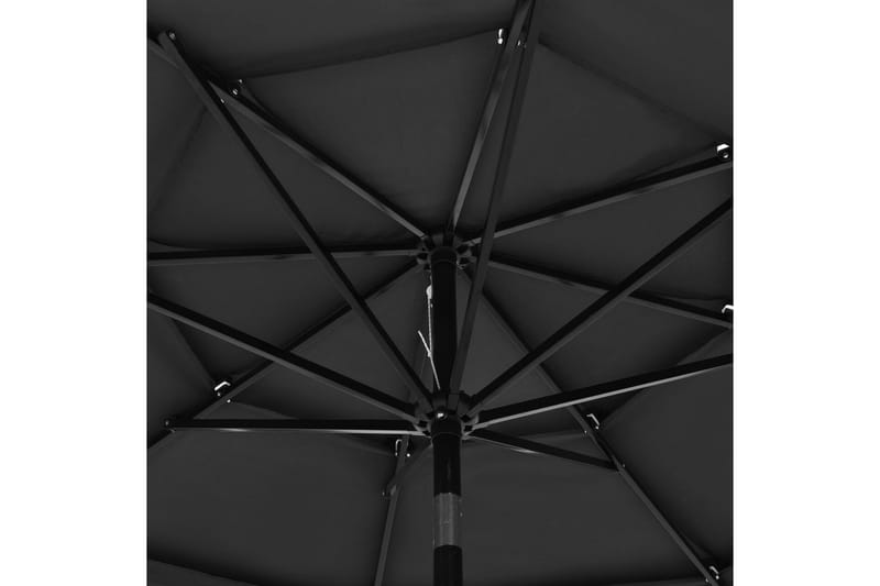 parasol med aluminiumsstang i 3 niveauer 3 m antracitgrå - Havemøbler - Solafskærmning - Parasoller