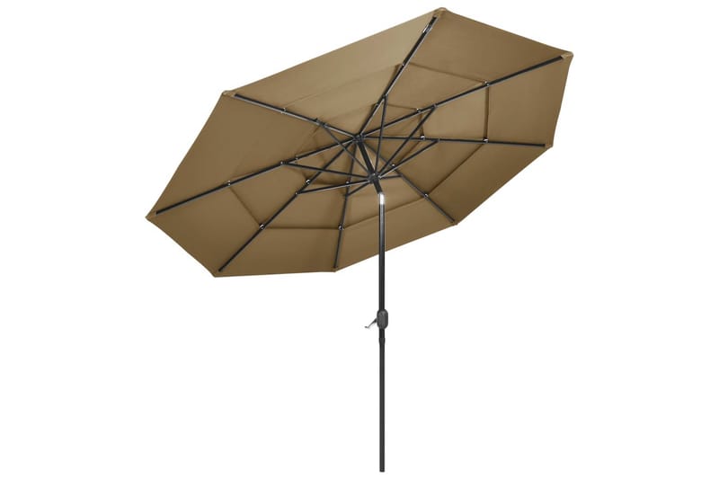 parasol med aluminiumsstang i 3 niveauer 3 m gråbrun - Parasoller
