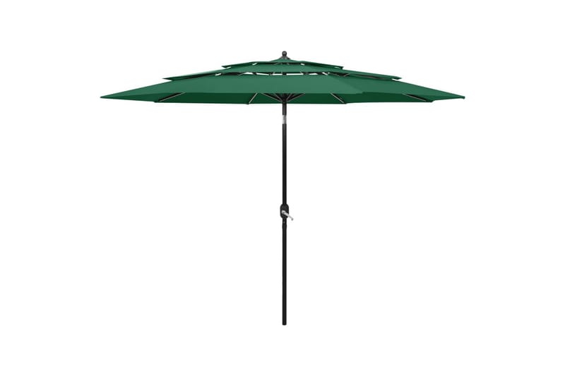 parasol med aluminiumsstang i 3 niveauer 3 m grøn - Parasoller