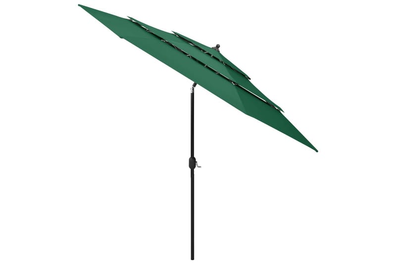 parasol med aluminiumsstang i 3 niveauer 3 m grøn - Parasoller