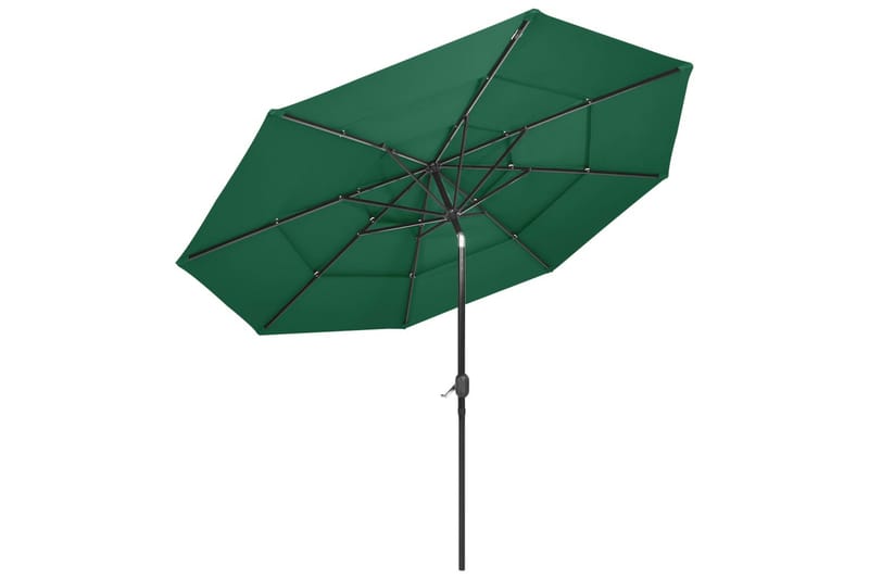 parasol med aluminiumsstang i 3 niveauer 3 m grøn - Parasoller