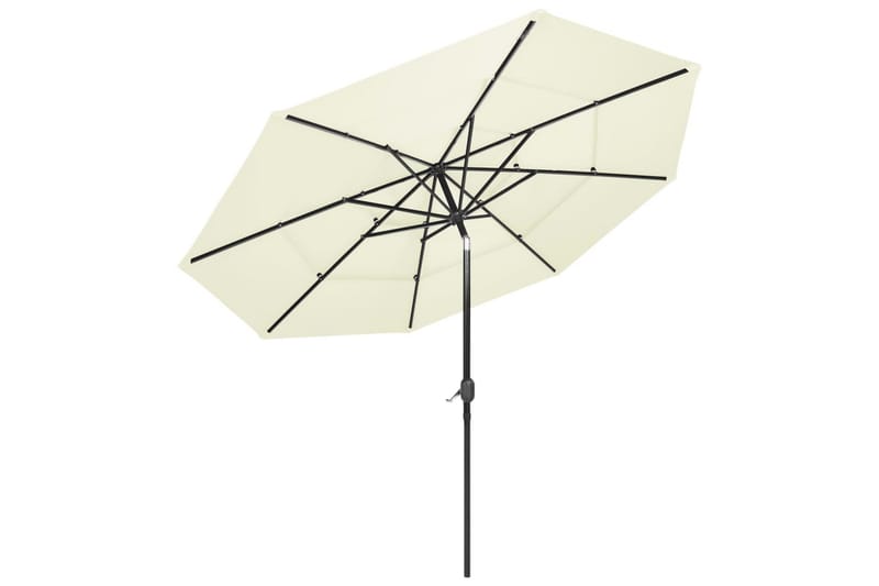 parasol med aluminiumsstang i 3 niveauer 3 m sandfarvet - Parasoller