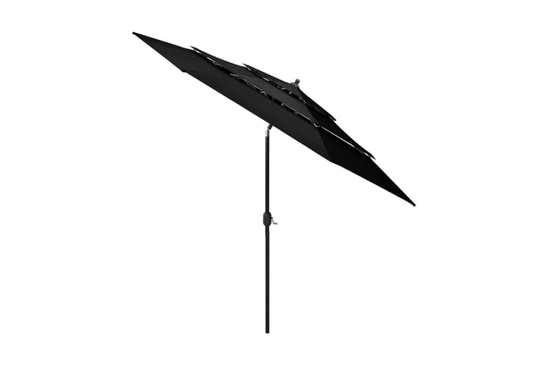 parasol med aluminiumsstang i 3 niveauer 3 m sort - Parasoller