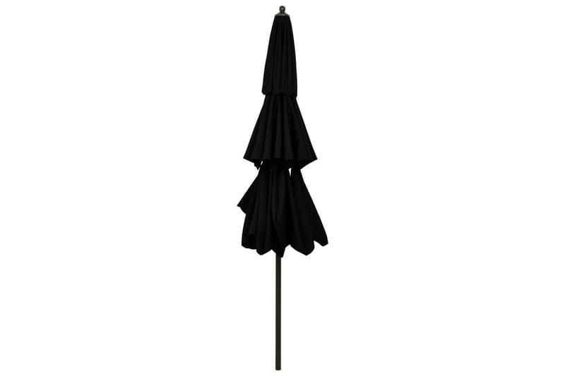 parasol med aluminiumsstang i 3 niveauer 3 m sort - Parasoller
