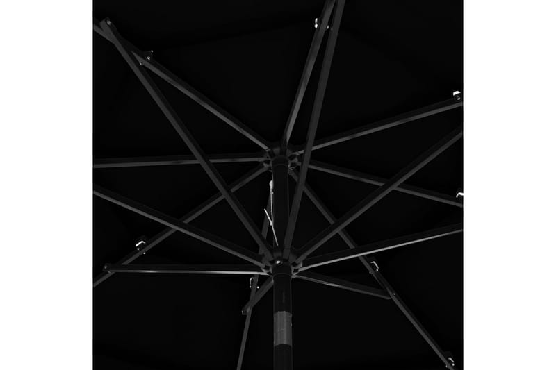 parasol med aluminiumsstang i 3 niveauer 3 m sort - Havemøbler - Solafskærmning - Parasoller