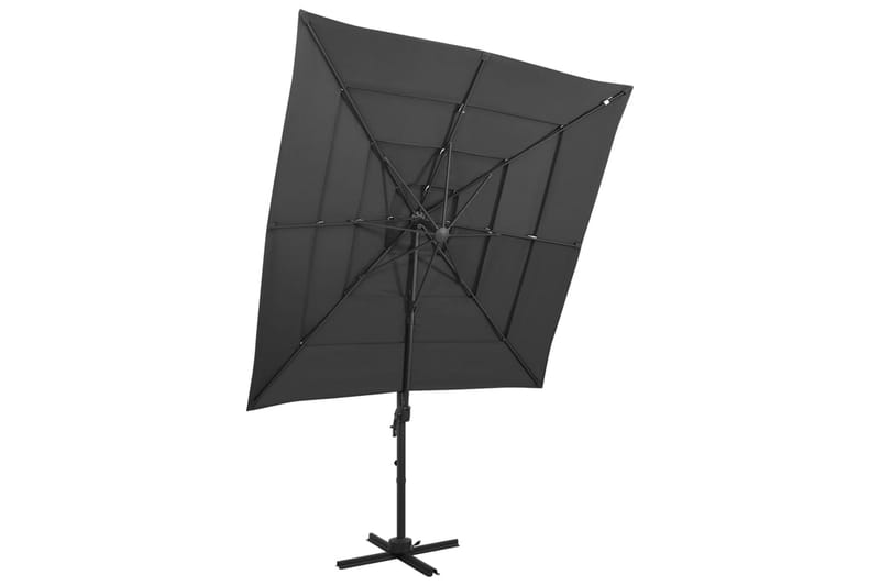 parasol med aluminiumsstang i 4 niveauer 250x250 cm - Antracit - Parasoller